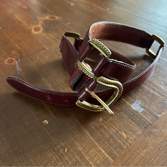 Fossil Gold Metal Brown Leather Belt. Size Medium. - Picture 4 of 13
